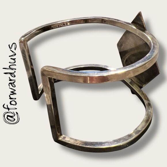 Handmade Sterling Silver Bracelet – 50.44g – Geometric Design – “Sterling” - Picture 6 of 9